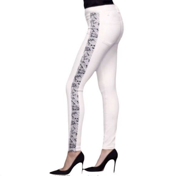 GOOD AMERICAN High Waist Snake Stripe Tux Jeans! - Picture 2 of 8